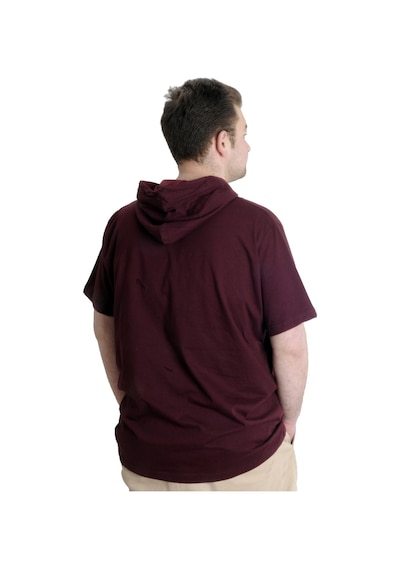 Mode Xl Büyük Beden Erkek T-Shirt Kapşonlu Kısa Kol 23118 Mürdüm 001