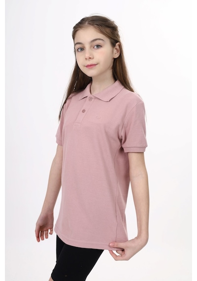 Toontoy Kids Toontoy Unisex Polo Yaka Düğmeli Uzun Kısa Tişört Gülkurusu