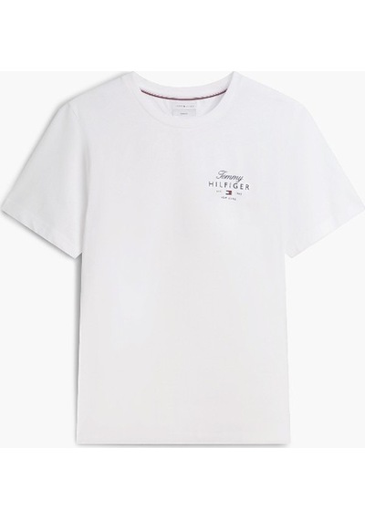 Tommy Hilfiger Scrıpt Stack Regular Tee Erkek Beyaz T-shirt - Mw0mw43224