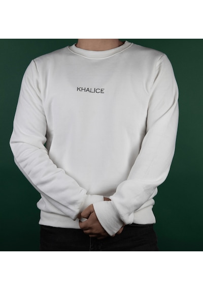 Khalice Sweatshirt Kalın Üç İplikli Beyaz
