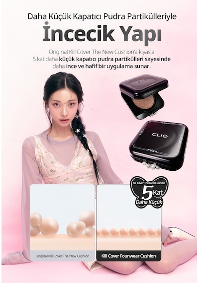 Cıca İçerikli, Yüksek Kapatıcı Yarı Mat Clıo Kill Cover Founwear Cushion Set 19c Light Spf40pa++