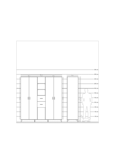 Kronos Dolap 15 Raflı 2 Çekmeceli 4 Kapaklı 220x59x243 Çam-çam/antrasit Atlas Çam/antrasıt