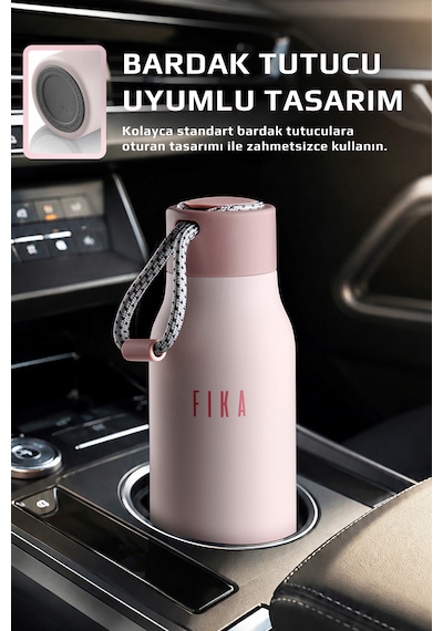 Neoflam Fika Rento Sızdırmaz Vidalı Kapaklı Geniş Ağızlıklı Kolay Taşınabilir Çelik Termos 600 Ml Pembe