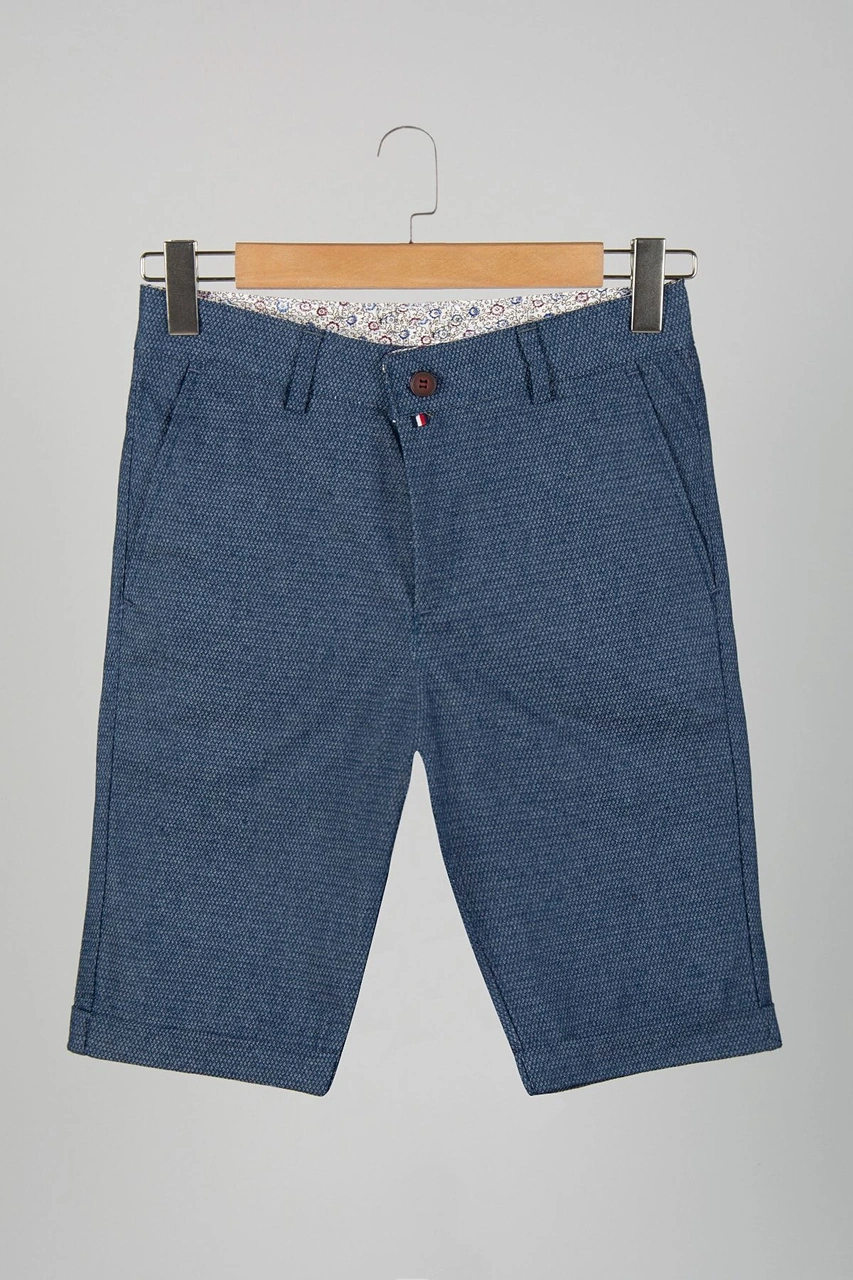 Veaven Erkek Mavi Slim Fit Keten Şort Vavn9y-2200196-5 Mavi
