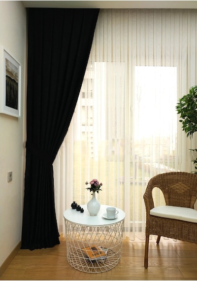Evdepo Home Siyah Düz Renk Soft Fon Perde Tek Kanat Siyah