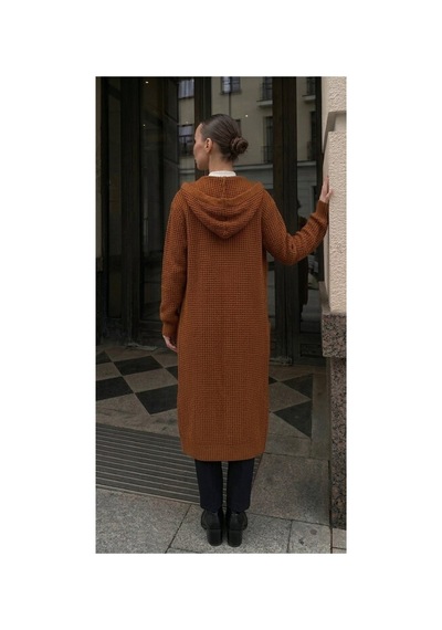 Onno Style Women Selanik Örgü Kadın Triko Uzun Hırka Bordo