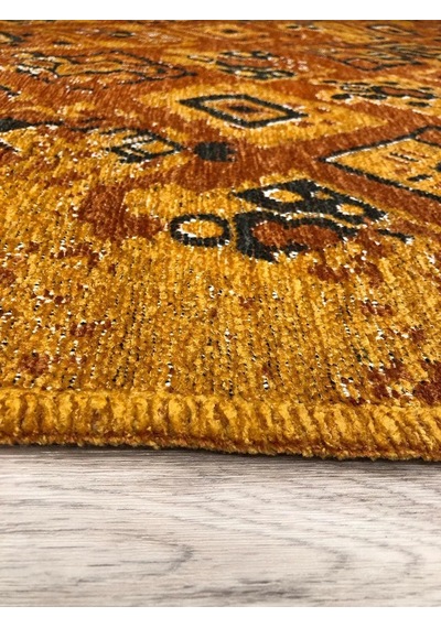 Turuncu Çift Taraflı Modern Vintage Yıkanabilir Antibakteriyel Halı - Yo015btumu