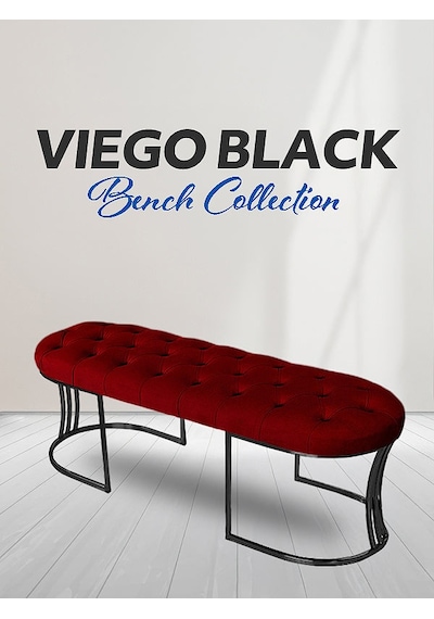 Viego Siyah Bench Puf Bordo