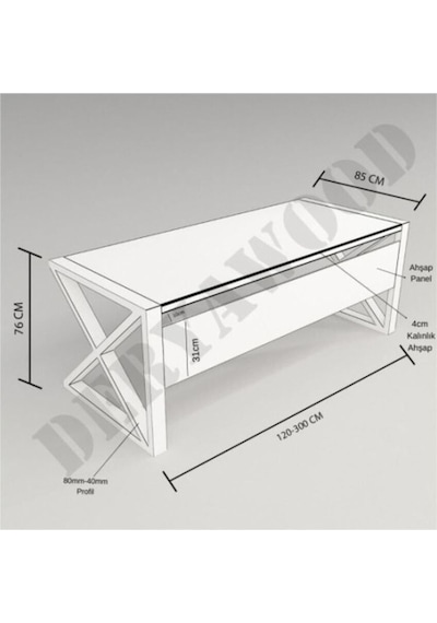 Deryawood Silver Ahşap Bilgisayar Masası 200x85x76 Cm-ön Ahşap-antrasit Renk Ayak Açık Ceviz