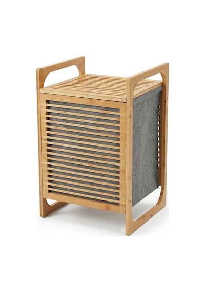 Deconox Doğal Bambu Çamaşır Sepeti 40x35x60 Cm - İçi Bezli, Kapaklı Ve Hasır Kulplu Ahşap Kirli Sepeti Diğer