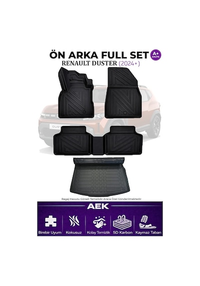 Renault Duster 2024+ 5d Karbon Paspas Takımı +3d Pvc Üst Bagaj Ha