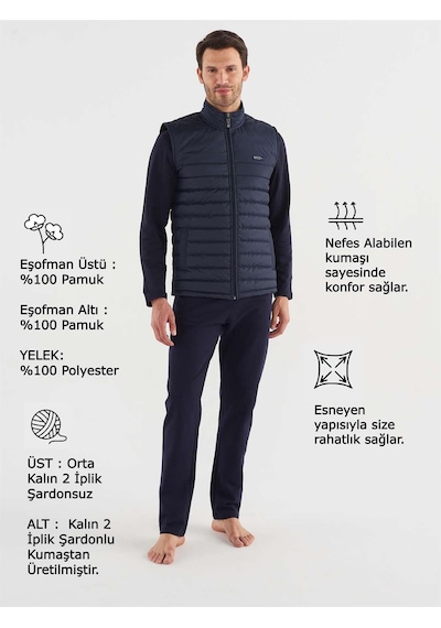 Mod Collection 3763 Erkek Yelekli Eşofman Takım 001