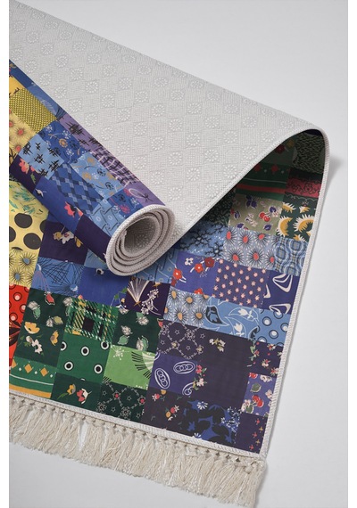 Eko Trend Djt Yıkanabilir Kaymaz Taban 3 Lü Yatak Odası Takımı Mu148 Patchwork Renkli