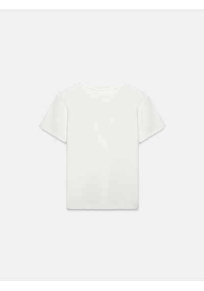 Dilvin 32779 Bisiklet Yaka T-shirt-ekru