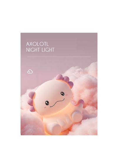 Sevimli Axolotl Gece Lambası Beyaz Beyaz
