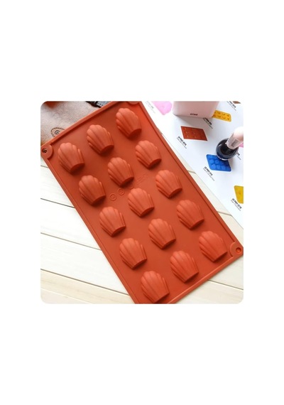 Siliko World Madlen Çikolata Kek Kurabiye Kalıbı Silikon Kalıp 4x3cm, Kahverengi