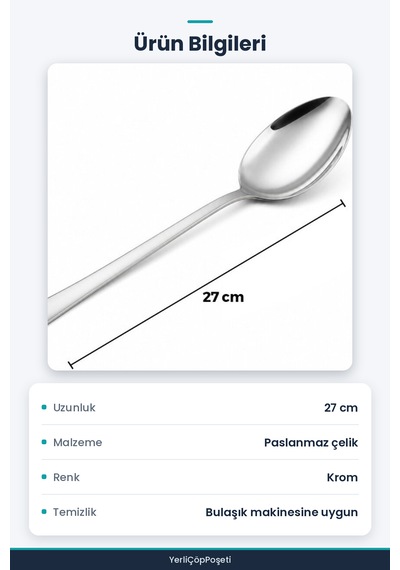 Paslanmaz Çelik Servis Kaşığı 27 Cm