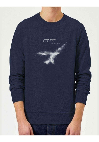 Dragons Birds Feat Baskılı Indigo Mavi Lacivert Erkek Sweatshirt