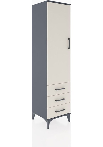 Hyperion Dolap Tek Raflı 3 Çekmeceli Tek Askılı 44x44x182 Antrasit-aytaşı Antrasit Hyperion Dolap Tek Raflı 3 Çekmeceli Tek Askılı 44x44x182 Antrasit-aytaşı Antrasit