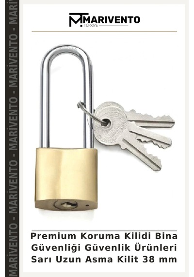 Premium Koruma Kilidi Bina Güvenliği Güvenlik Ürünleri Sarı Uzun Asma Kilit 38 Mm