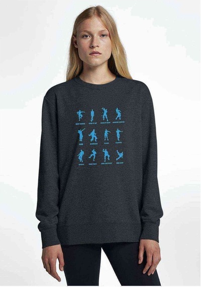 Fortnite Dans Baskılı Füme Antrasit Kadın Sweatshirt