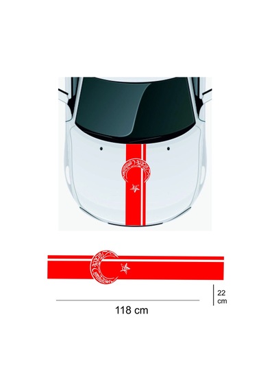 Sticker 118x22 Cm - Türkiye Cumhuriyeti Atatürk Yazılı - Uzun Kaput Oto Sticker - Araba Çıkartma