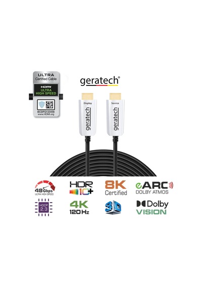 Geratech 4K-8K 48Gbps Hdr Fiber Hdmi 2.1 Kablo 15 Mt