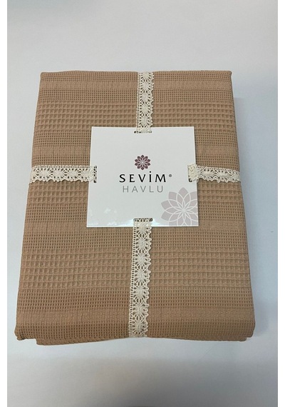 Çift Kişilik Waffle Pike 210x230cm, %100 Pamuk, Petekli Pike Bej