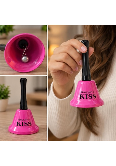 Resepsiyon Zili Masa Zili Ring For A Kiss Pembe El Çanı Dekoratif Zil