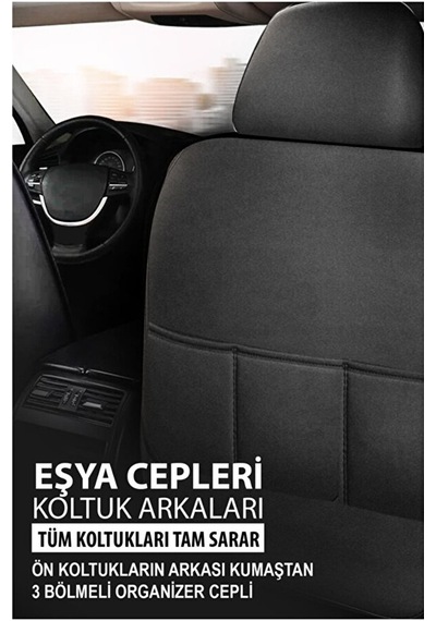Tegin Jetdrive Ticari Araç 2+1 Üniversal Siyah Deri Koltuk Kılıfı