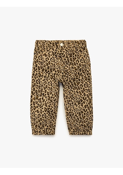 Koton Leopar Desenli Bol Kesim Pamuklu Pantolon Kahverengi Desenli 7wmg40003ad