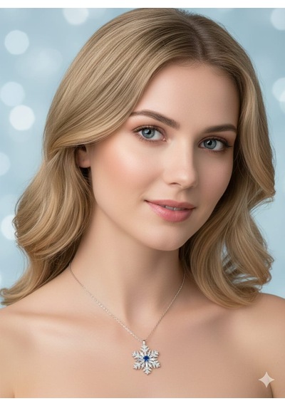 925 Ayar Papatya Silver Doğum Taşlı Baget Kar Tanesi Kolye.rose.gold.rodaj Gümüş