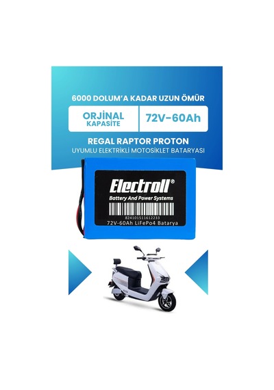 Regal Raptor Proton Batarya Standart Kapasite Lifepo4 72v 60ah Elektrikli Motosiklet Bataryası