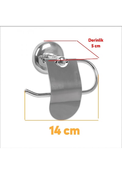 Tr Wc Kağıt Standı Tuvalet Kağıtlık Aparat Kapaklı Paslanmaz Metal Sağlam Kaliteli Krom Diğer