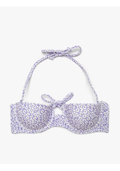Koton Desenli Bikini Üstü Lila Desenli 0yak89117bm