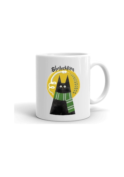 Slytherkitten Baskılı Seramik Beyaz Kahve Kupası