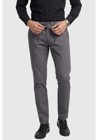 Deepsea Erkek Antrasit Esnek Kumaş Slim Fit Beli Lastikli Günlük Spor Pantolon 2601070