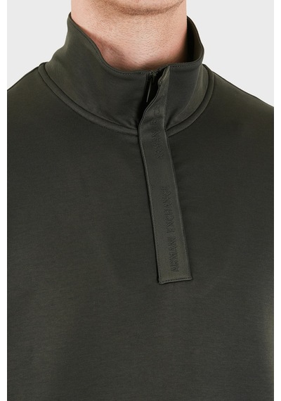 Armani Exchange Pamuklu Regular Fit Yarım Fermuarlı Dik Yaka Sweat Erkek Sweat Xm001295 Af10818 U8123 Koyu Kahve Koyu Kahverengi