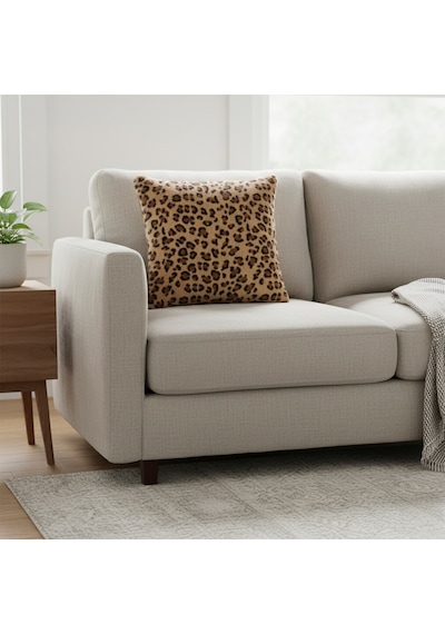 4 Lü Peluş Leopar Desenli Kırlent Kılıfı Dekoratif Ev Tekstili 45x45 Cm Leopar