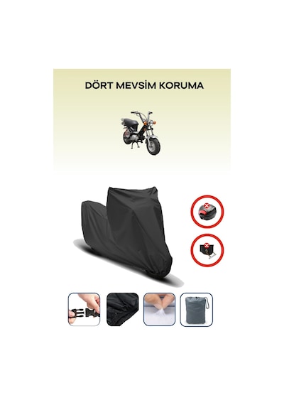 Siyah Arka Çanta Kilit Uyumsuz Yamaha Lb 70 Chappy Uyumlu Motosiklet Brandası, 4mevsim