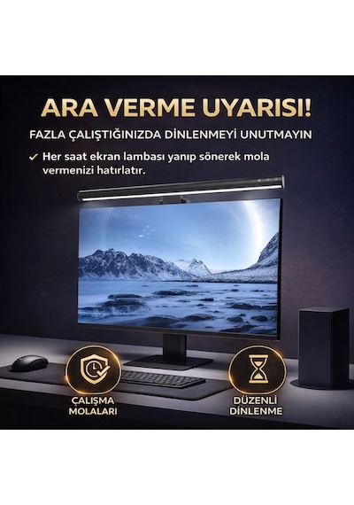 Polham Profesyonel 50 Cm Ayarlanabilir Led Monitör Işığı, Göz Korumalı Renk Sıcaklığı Ayarlı Alüminyum Monitör Lambası