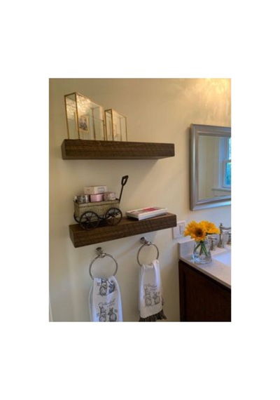 Dekoratif Doğal Ahşap 2 Li 80 X 20 X 4 Cm Gizli Aparatlı Raf Ahşap