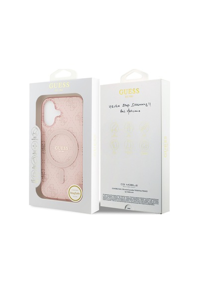 Apple Uyumlu iPhone 17  Kılıf Guess Lisanslı M-safeli Iml Baskılı Klasik Logolu 4g Desenli Kapak Pembe Pembe