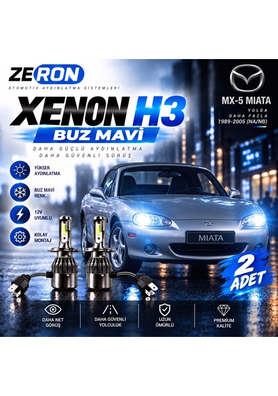 Mazda Miata Xenon H3 Buz Mavi Led Far Ampulü 12v 2 Adet Yüksek Aydınlatma Kolay Montaj