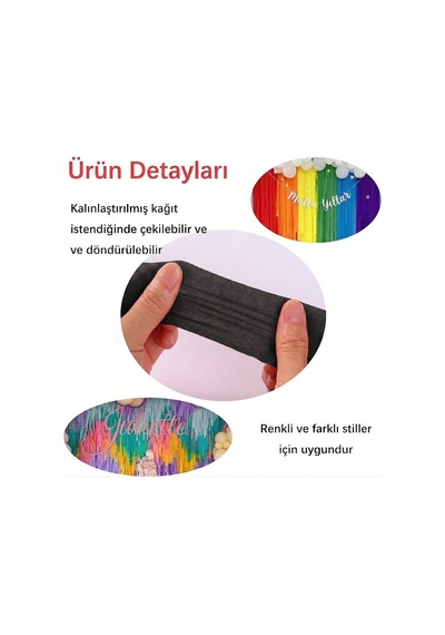 Siyah Şerit Krapon Kağıdı Rulosu, Çiçek Yapım, Parti, El İşi Süsleme Kağıdı, 6 Adet, 4.5cm X 22metre