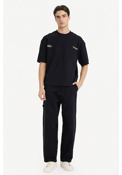 Defacto Nefes Alabilen Loose Fit Baskılı Tişört F8148ax26spbk81 Siyah-bk81