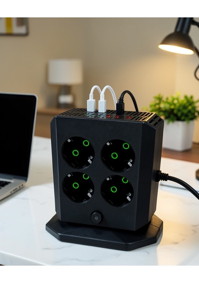 Dikey Priz Kulesi 8 Ac Priz 4 Usb 2 Type-c Çocuk Korumalı Güç Dağıtıcı 2 m