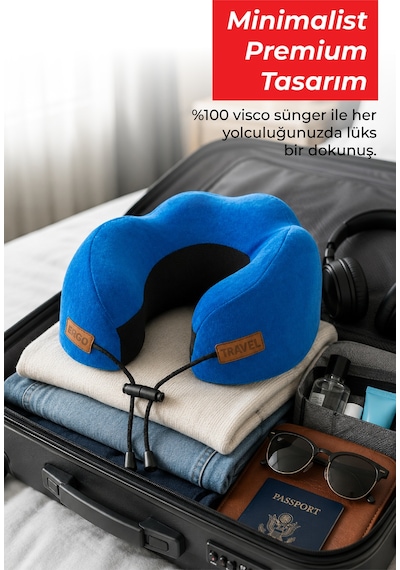 Viscofoam Cosy Ortopedik Seyahat Yastığı Visco Boyun Destekli Seyahat Yastığı - Mavi | Ergo Travel
