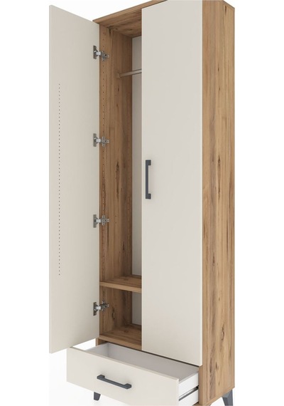 Arges Dolap 2 Raflı Tek Çekmeceli Tek Askılı 60x30x182 Çam-ay... Çam