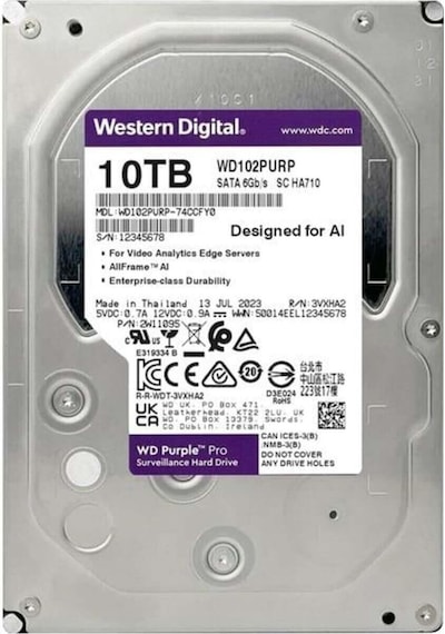 10tb Purple Pro Wd102purp 512mb 7200rpm Sata-3 Güvenlik Diski-136797